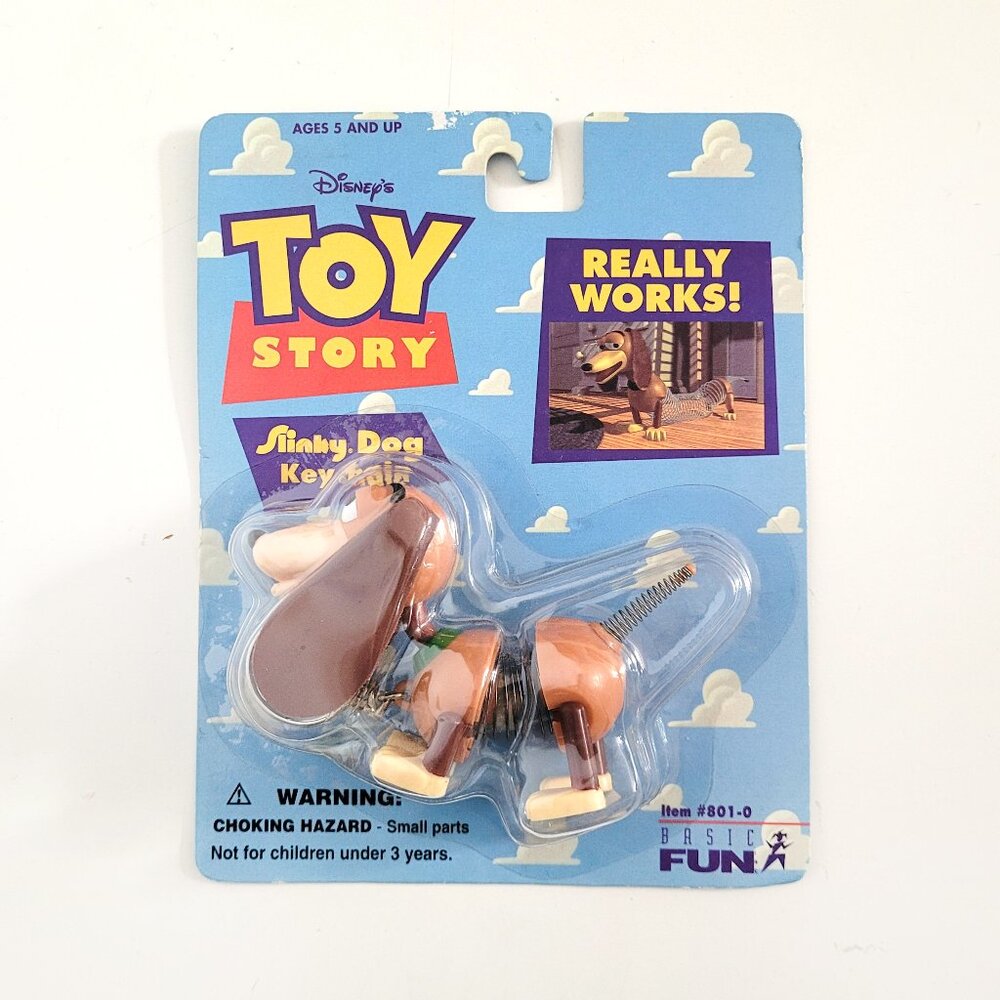 Basic Fun Vintage 90's Toy Story Slinky Dog Keychain  - NEW SEALED
